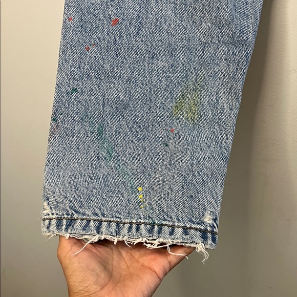 Zara Kids Relaxed Straight Leg Colorful Paint-Splatter Denim Jeans Girls Size 10 - Picture 7 of 9
